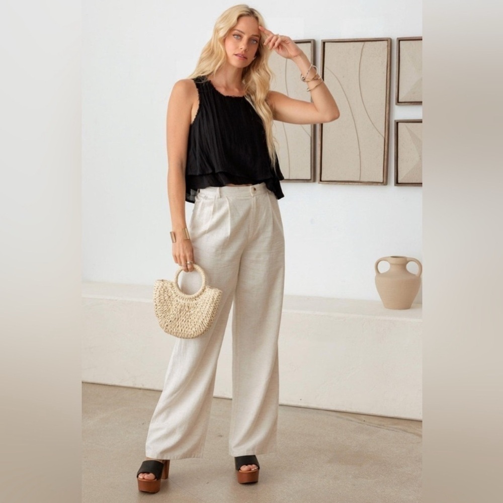 Le Lis Boho Sleeveless Layered Frayed Edges Top